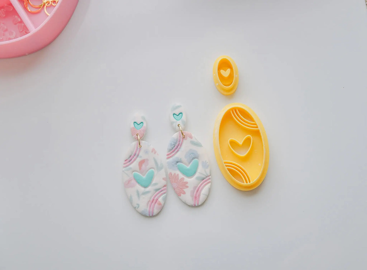 Oval Retro Heart Polymer Clay Cutter image 0