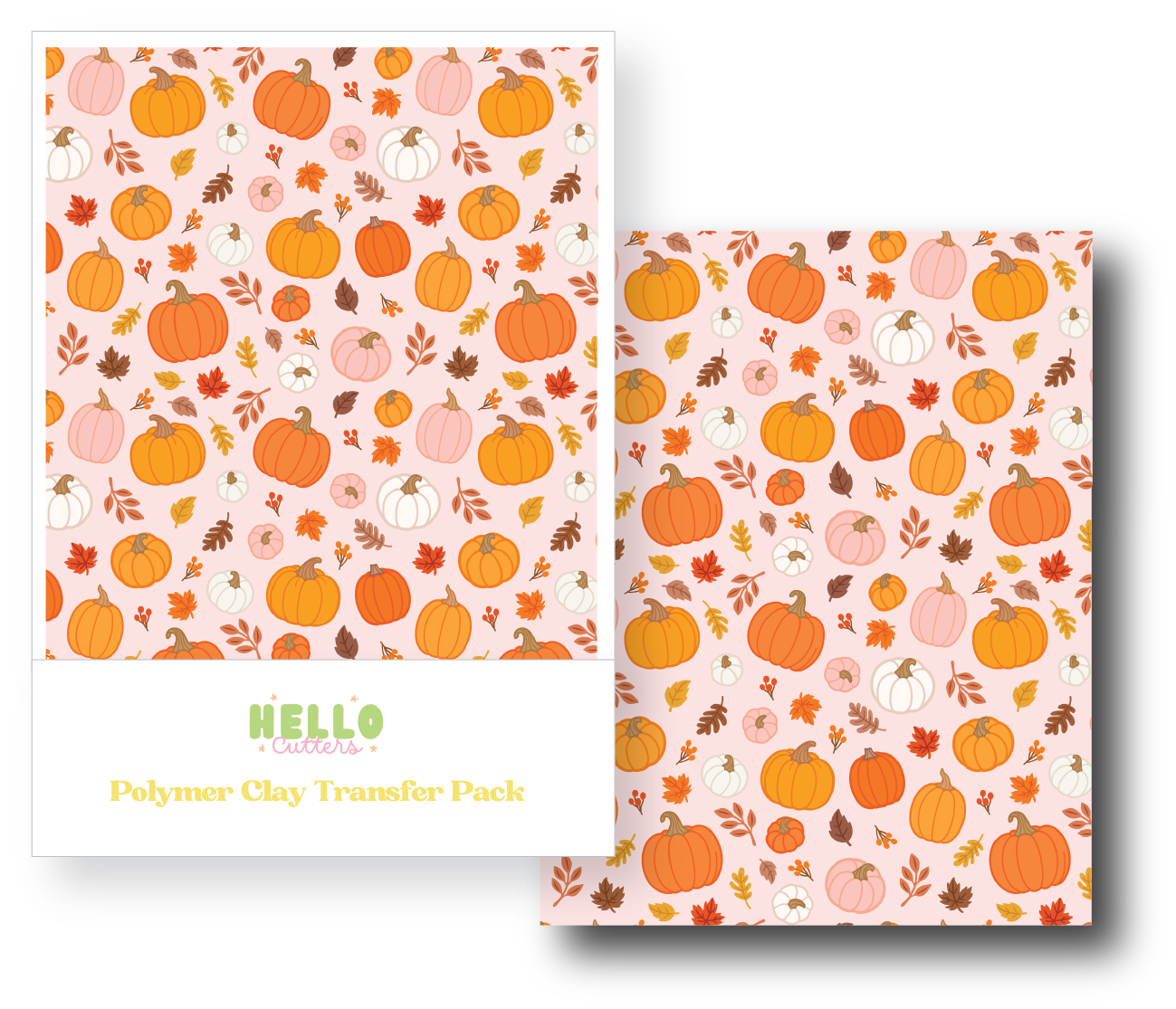 Pink Pumpkins Polymer Clay Transfer Sheets image 0