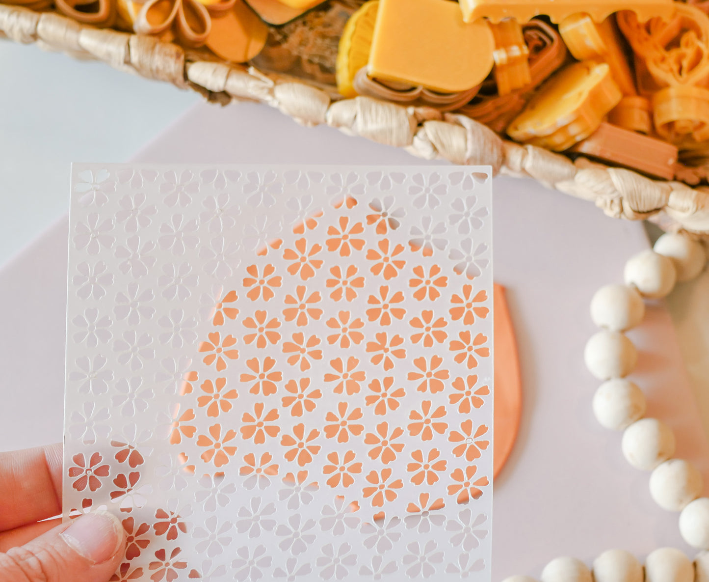 Floral Mylar Stencil For Polymer Clay image 0
