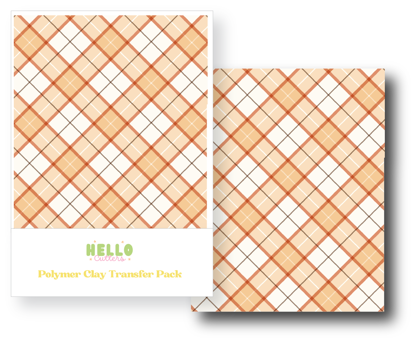 Orange Plaid Polymer Clay Transfer Sheets image 0