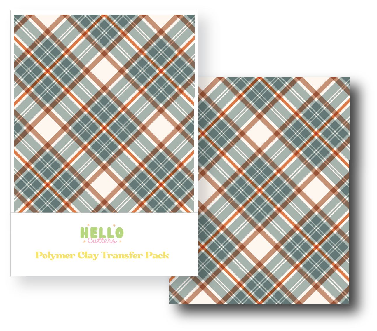 Brown Fall Plaid Polymer Clay Transfer Sheets image 0