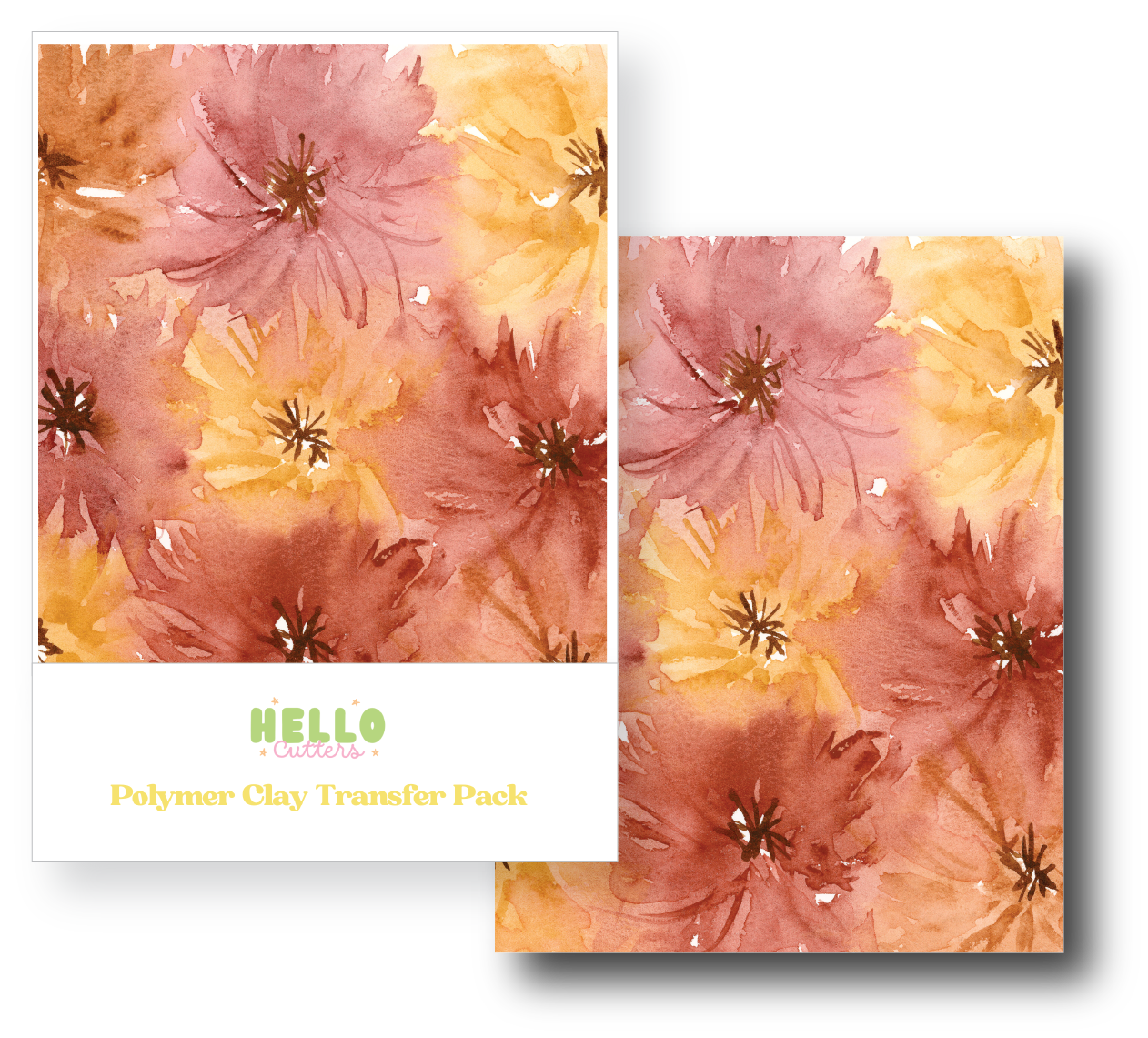 Fall Flowers Polymer Clay Transfer Sheets image 0