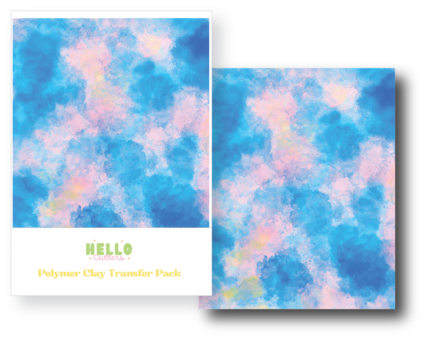 Blue and Pink Alcohol Ink Polymer Clay Transfer Sheets image 0