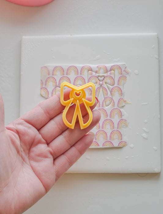 Bow Heart Cut Out Polymer Clay Cutter image 1