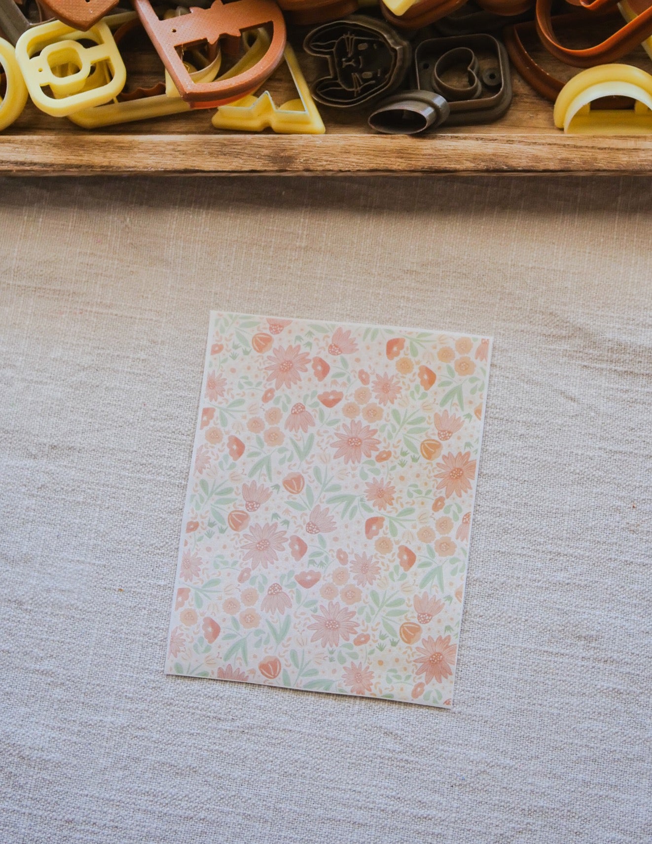 Light Pink Floral Polymer Clay Transfer Sheet image 0