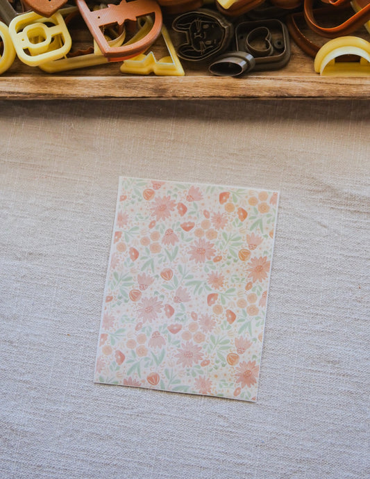 Light Pink Floral Polymer Clay Transfer Sheet image 0
