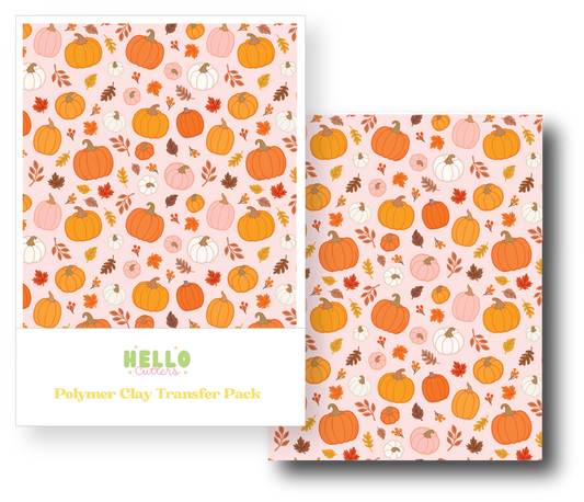 Pink Pumpkins Polymer Clay Transfer Sheets image 0