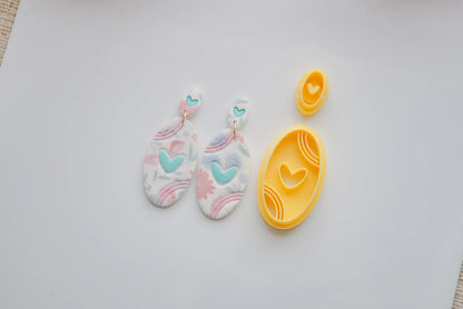 Oval Retro Heart Polymer Clay Cutter image 1