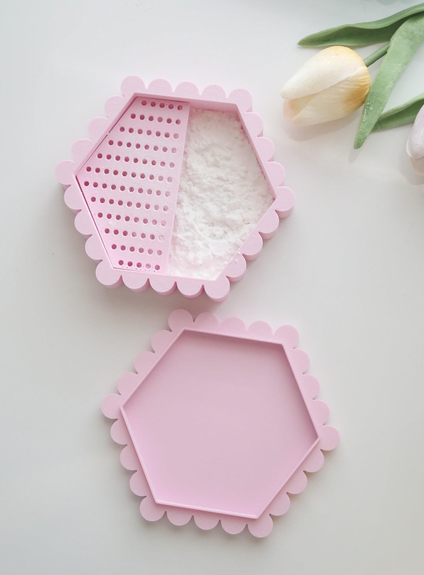 Hexagon Cornstarch Dusting Storage Tray - Hello Cutters