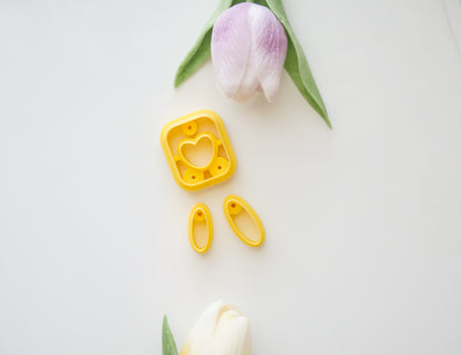 Square Heart cutout Polymer Clay Cutter Set image 0