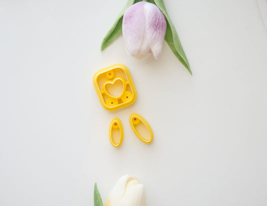 Square Heart cutout Polymer Clay Cutter Set image 0