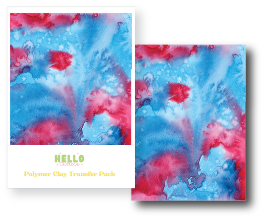 Blue and Red Ink Polymer Clay Transfer Sheets image 0