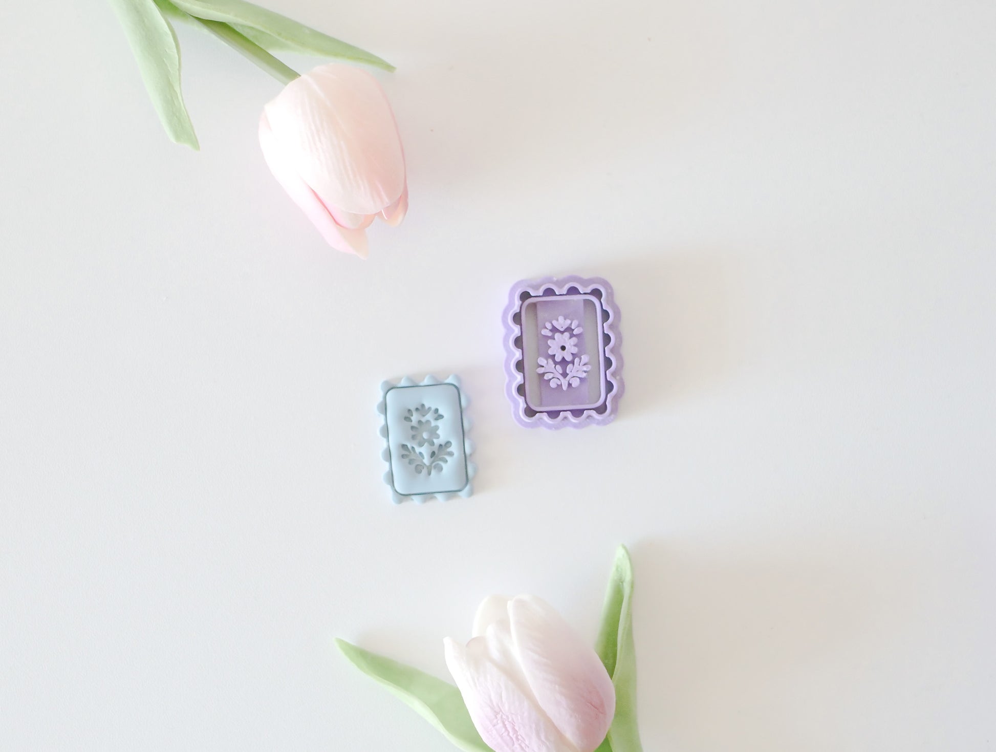 Modern Floral Square Polymer Clay Cutter