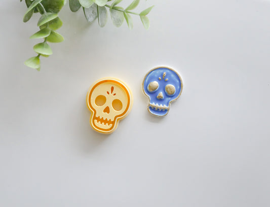Día de los Muertos Embossed Skull Cutter Polymer Clay Earring Cutter – view 2 | Hello Cutters