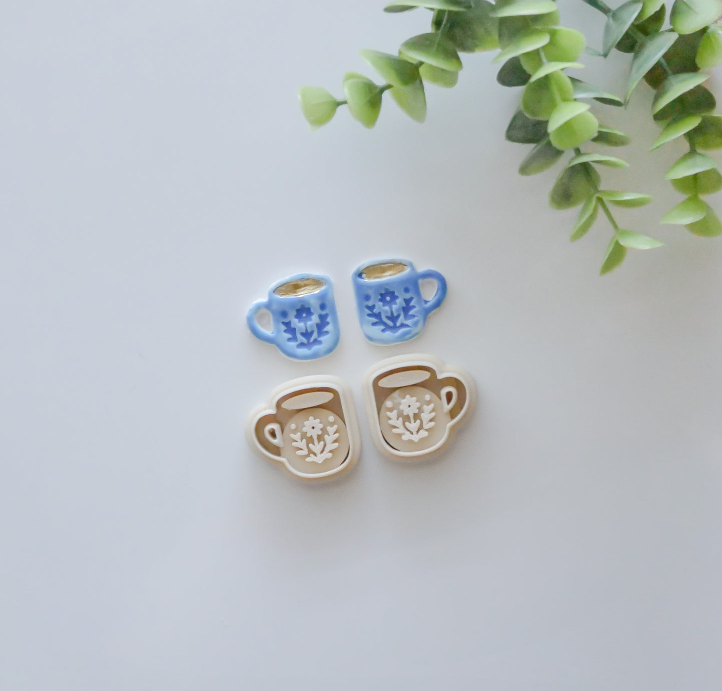 Mirror Floral Mug Polymer Clay Cutter Set