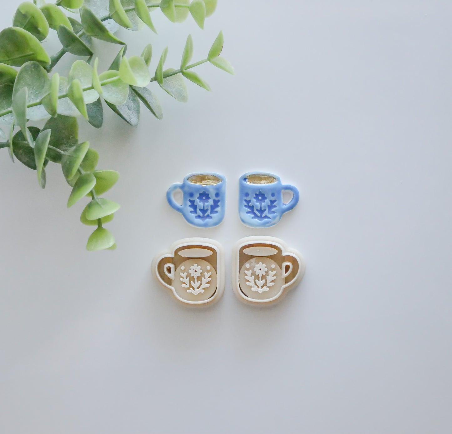 Mirror Floral Mug Polymer Clay Cutter Set