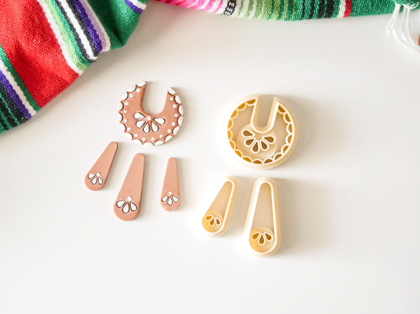 Talavera Inspired Polymer Clay Cutter Set – U-Shape & Teardrop Designs