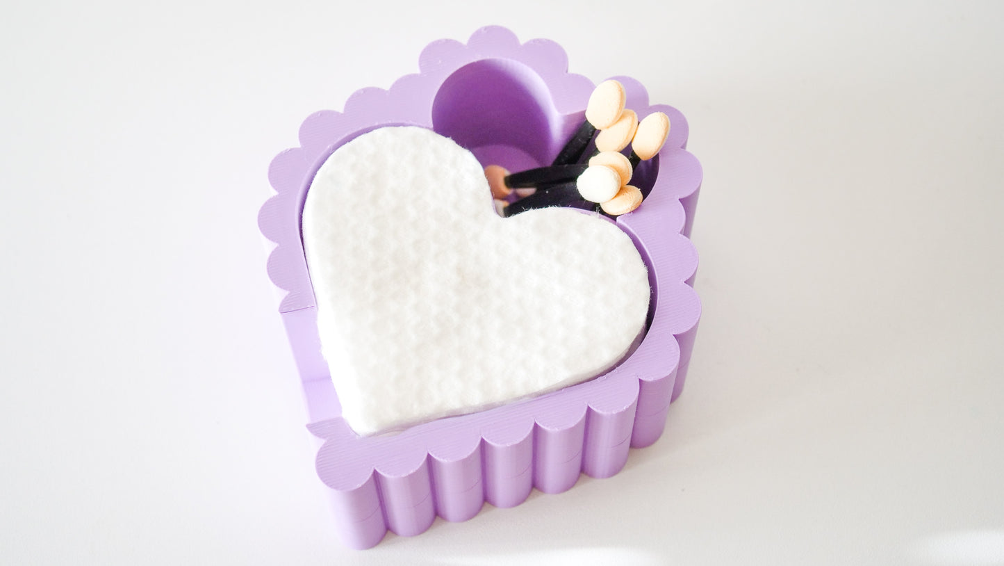 Purple Heart Shape Cotton Pad Holder
