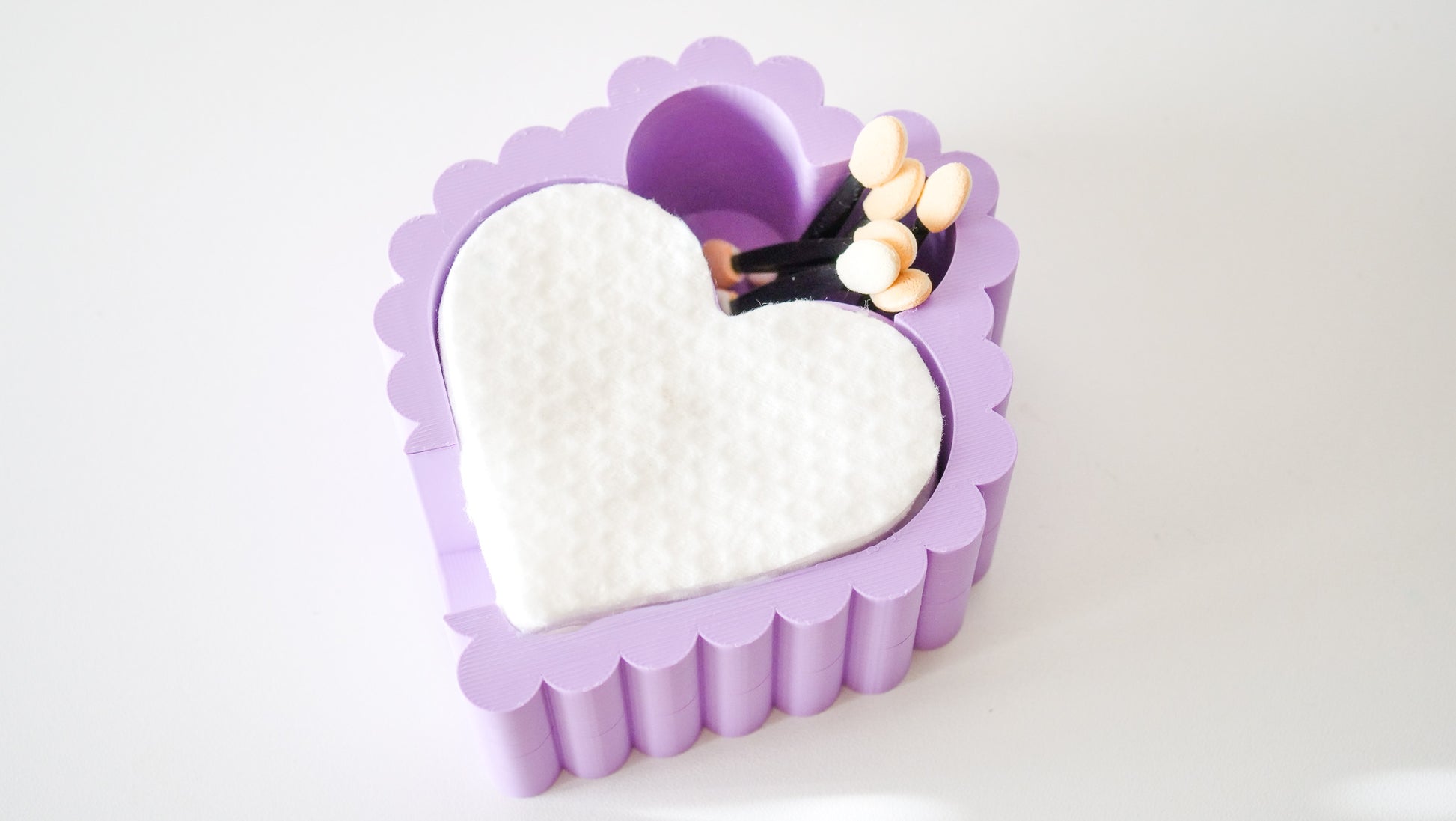 Purple Heart Shape Cotton Pad Holder