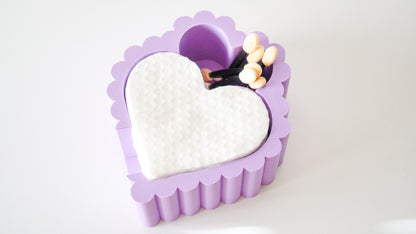 Purple Heart Shape Cotton Pad Holder