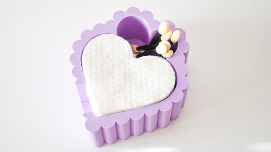 Purple Heart Shape Cotton Pad Holder
