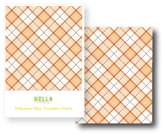 Orange Plaid Polymer Clay Transfer Sheets image 0