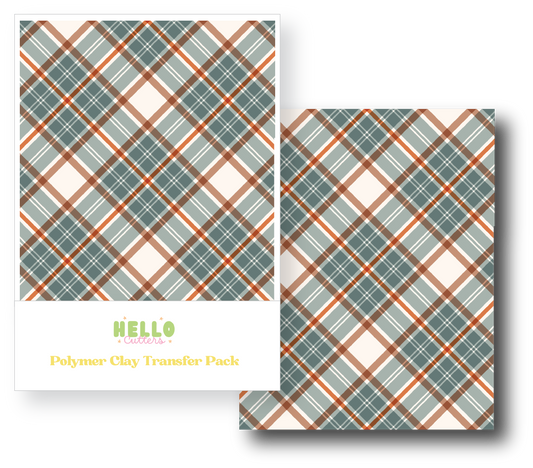 Brown Fall Plaid Polymer Clay Transfer Sheets image 0