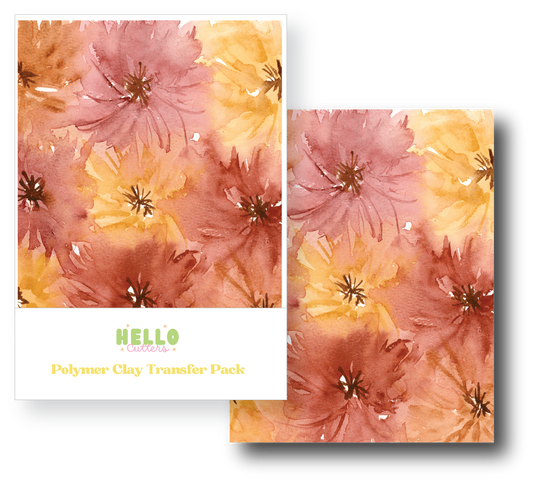Fall Flowers Polymer Clay Transfer Sheets image 0