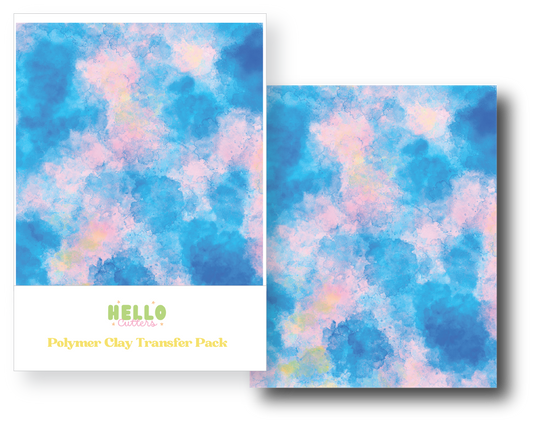 Blue and Pink Alcohol Ink Polymer Clay Transfer Sheets image 0