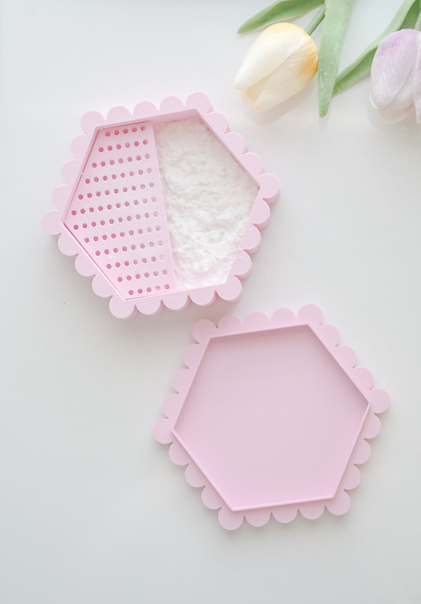 Hexagon Cornstarch Dusting Storage Tray - Hello Cutters